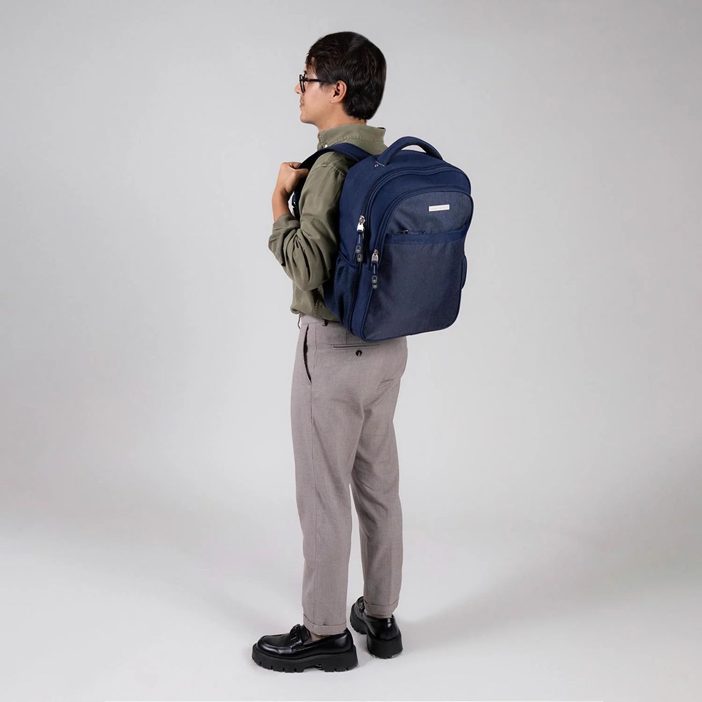 Mochila Grande Chenson Pro Para Hombre Heri Azul Con Porta Laptop De Hasta 15".