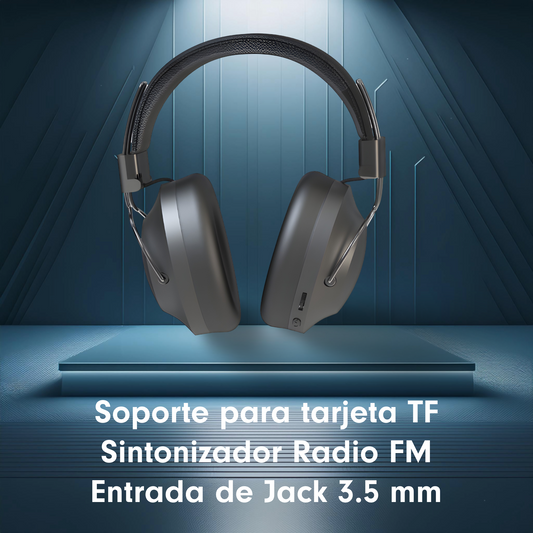 LYZON BT-V60 Audifonos inalambricos Diadema, Cancelación de Ruido, Auriculares inalámbricos, HiFi Sonido Estéreo, Micrófono Incorporado, Compatible con Tarjeta TF y Radio FM, hasta 50 Horas, Negro