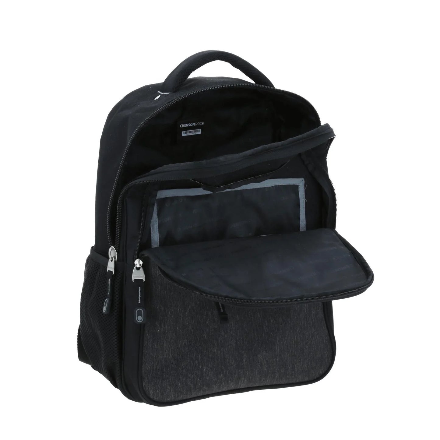Mochila Grande Chenson Pro Para Hombre Heri Negro Con Porta Laptop De Hasta 15".