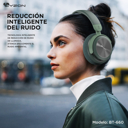 LYZON BT-660 Audífonos Inalámbricos De Diadema Multifunción Bluetooth, SD,  Cable Aux, Radio FH, duración 20 horas (Caja 40 piezas surtida)